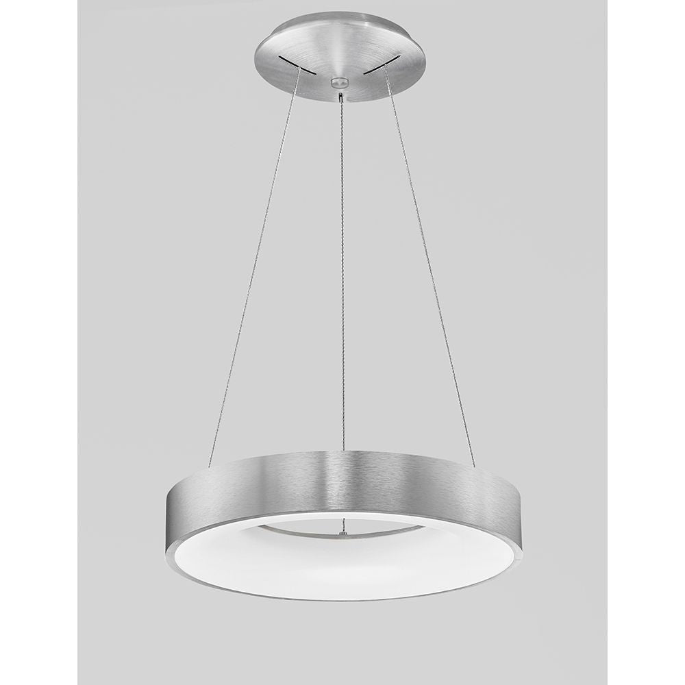 Moderne Rando LED Thin Hängelampe aus Aluminium mit warmweißem Licht, ideal für Wohnzimmer oder Esstisch.