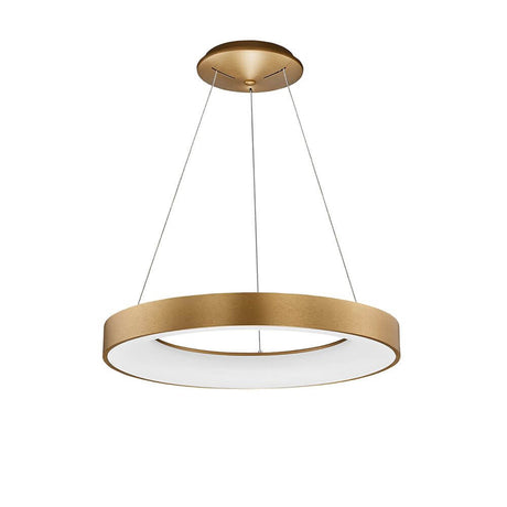 Rando LED Thin Hängelampe Ø 60cm Acryl in goldfarbenem Design, schlichte Pendelleuchte für Wohnräume.