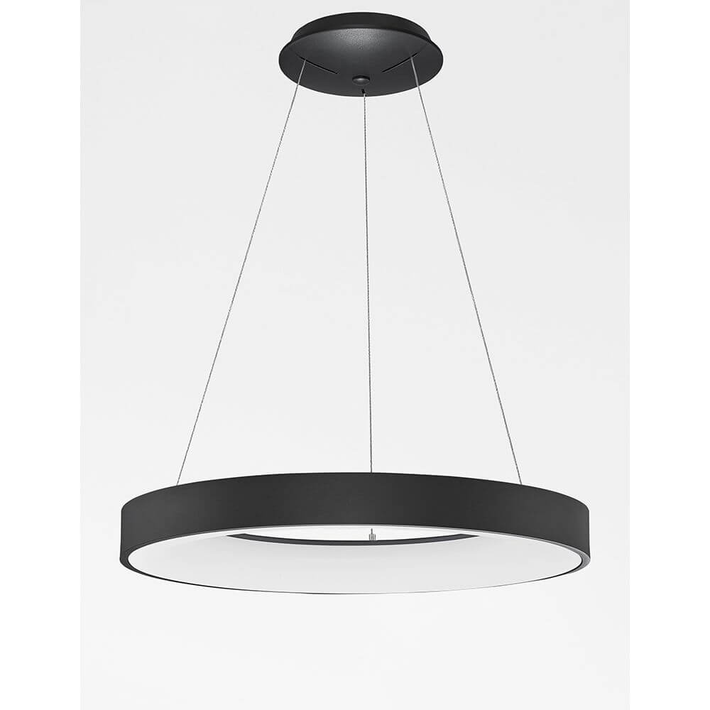 Rando LED Thin Hängeleuchte Acryl in modernem, minimalistischem Design mit schwarzem Rahmen.