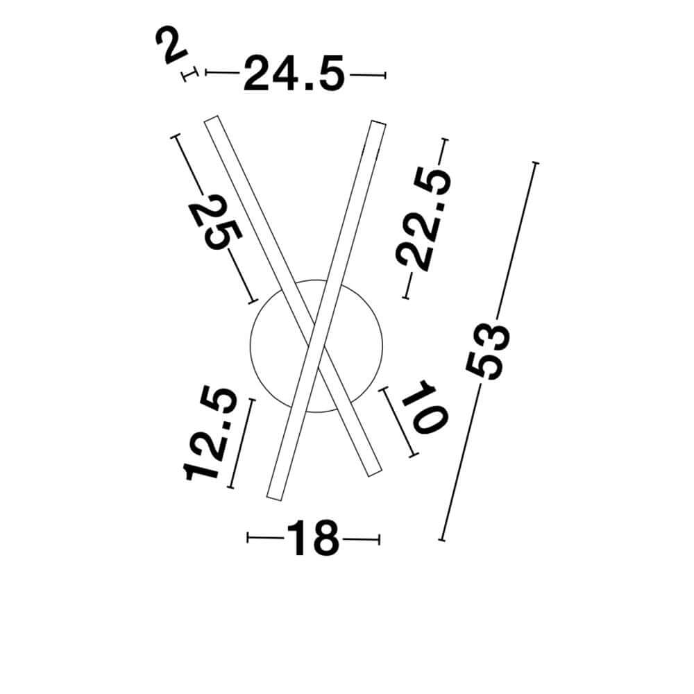 Maßzeichnung der Reslin LED Metall Wandleuchte mit Abmessungen in cm.