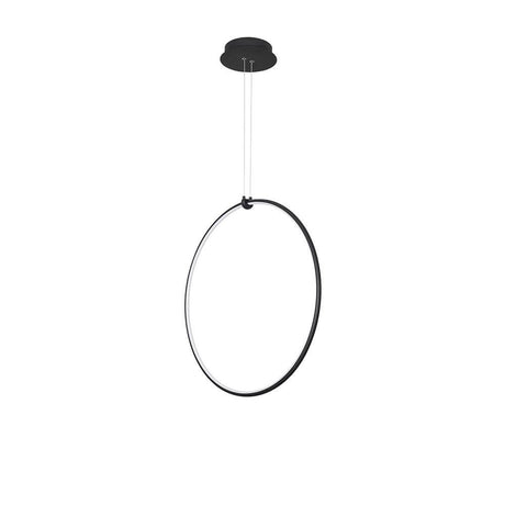 Ring LED Hängelampe Metall Schwarz in modernem Design mit schwarzem Acryl und Aluminium.