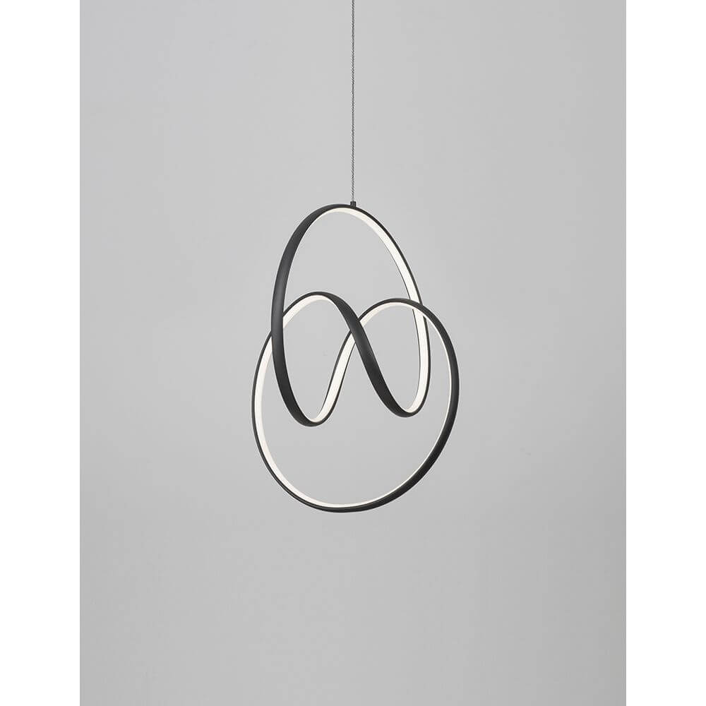 Rings LED Hängeleuchte Schwarz in modernem Design mit eleganten, beleuchteten Ringen