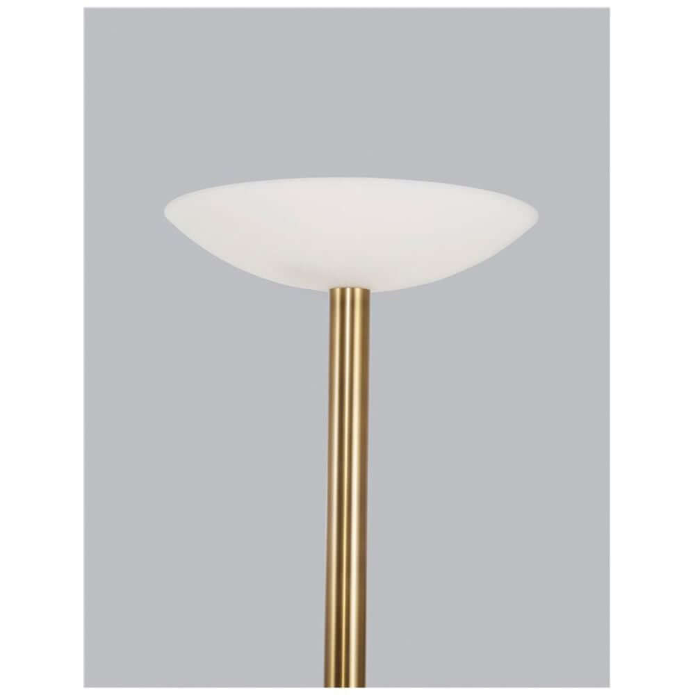 Rocco LED Stehlampe Metall Acryl mit satiniertem Nickel-Finish und weißem Glas, modernes Design
