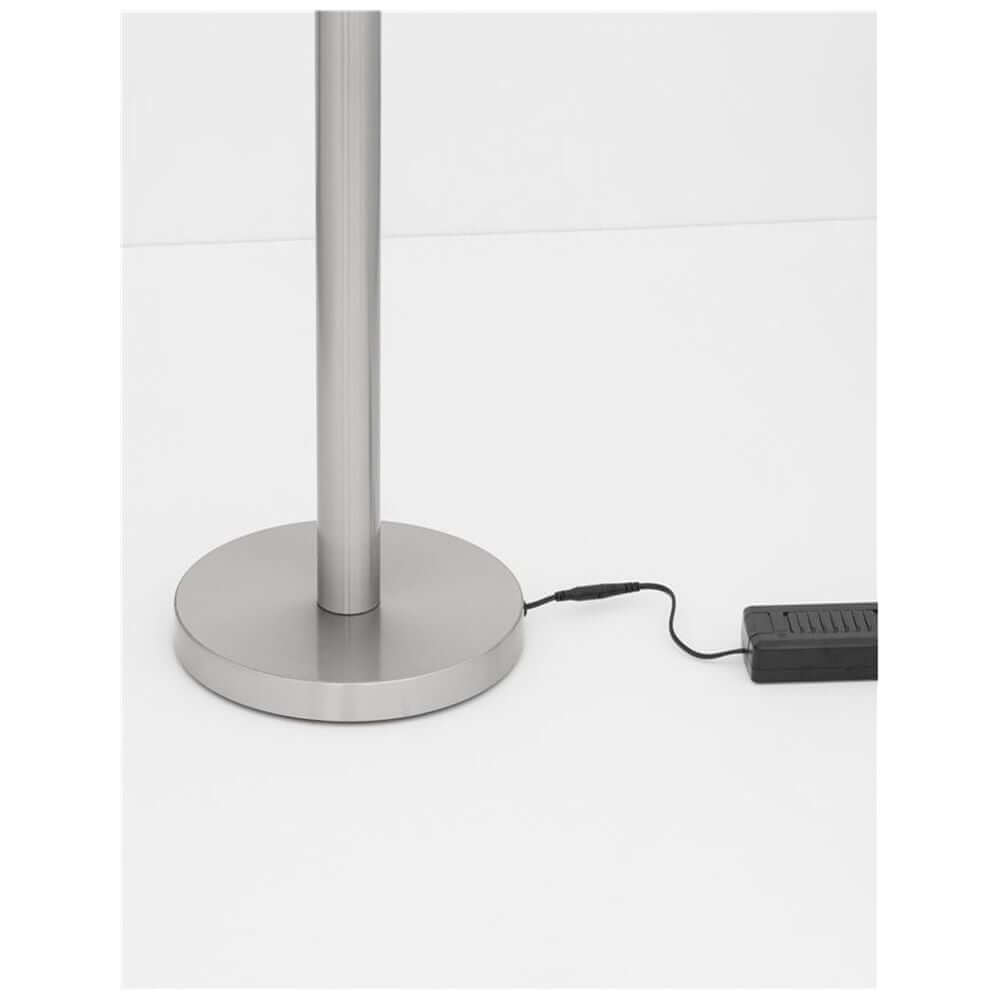 Rocco LED Stehlampe Metall Acryl mit dimmbaren Kabelsteuerung und elegantem metallischem Fuß.