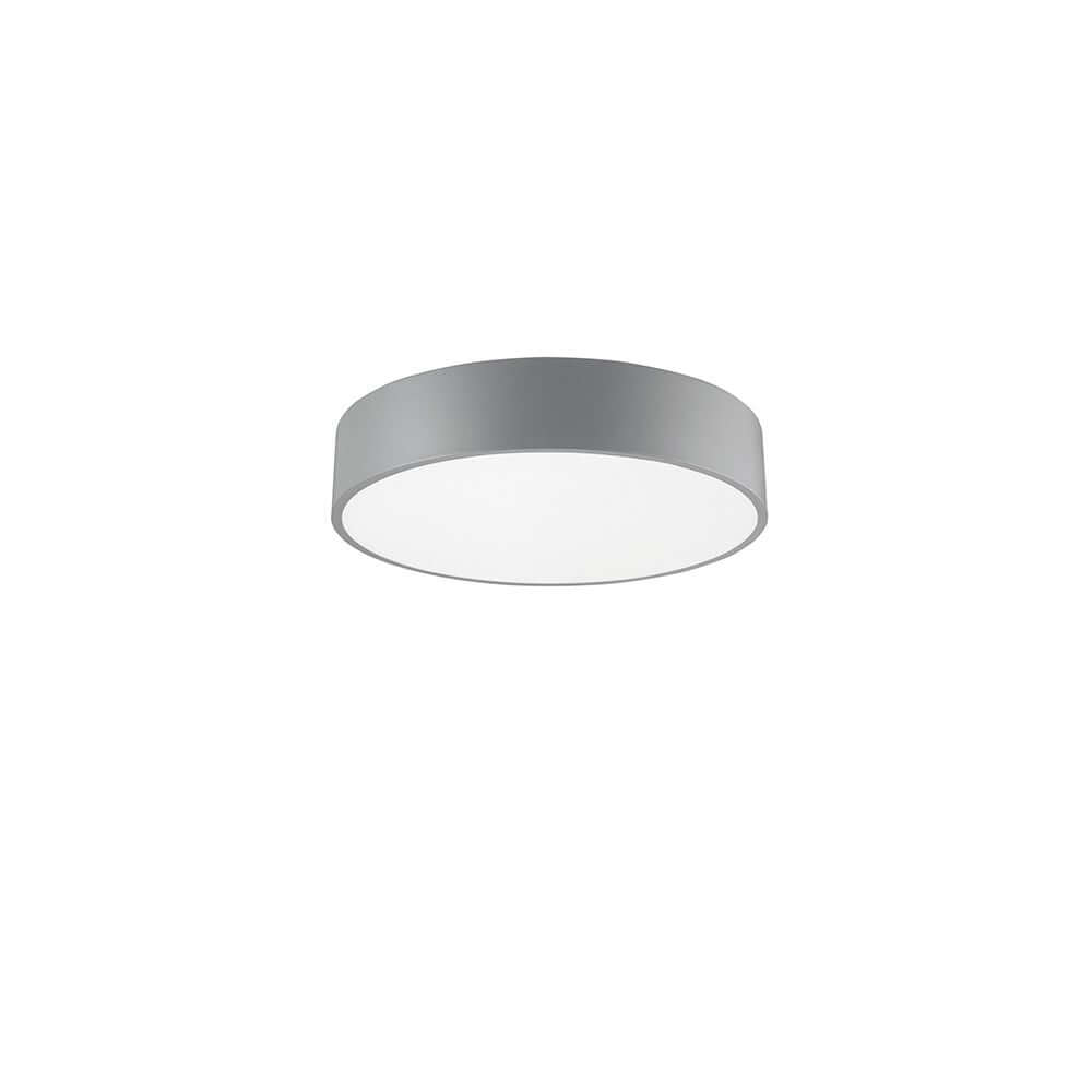Roda LED Deckenlampe Ø 40cm Rund in modernem Design mit flachem, runden Gehäuse in Silber.