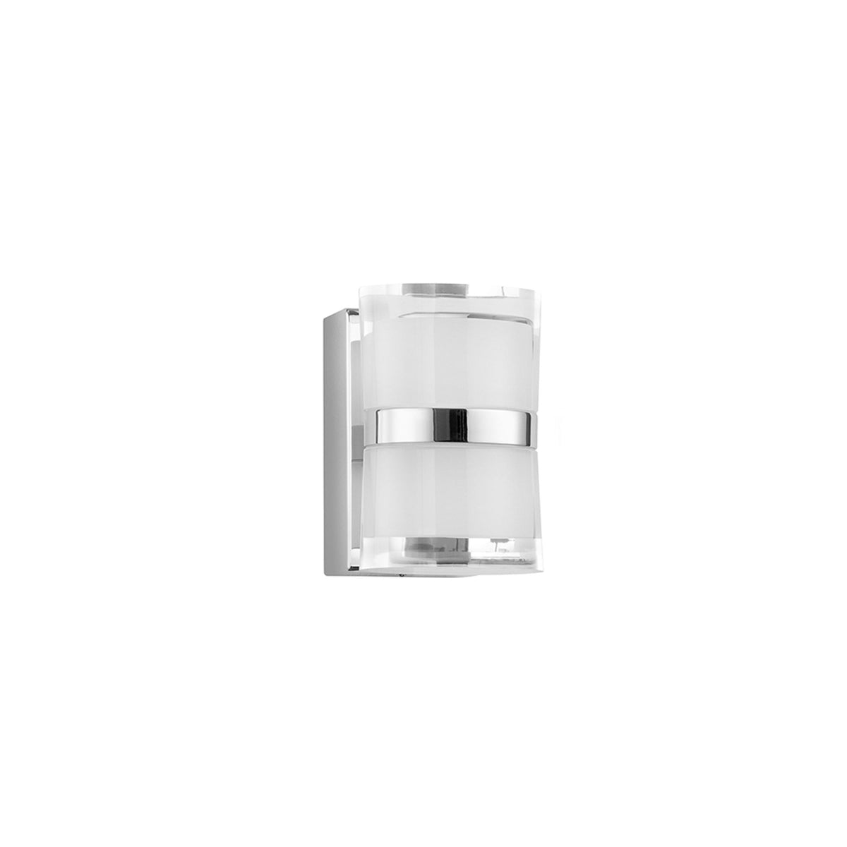 Nova Luce Sabia LED lampada da parete da bagno con due paralumi bianchi e fascia in metallo cromato, moderna lampada da bagno