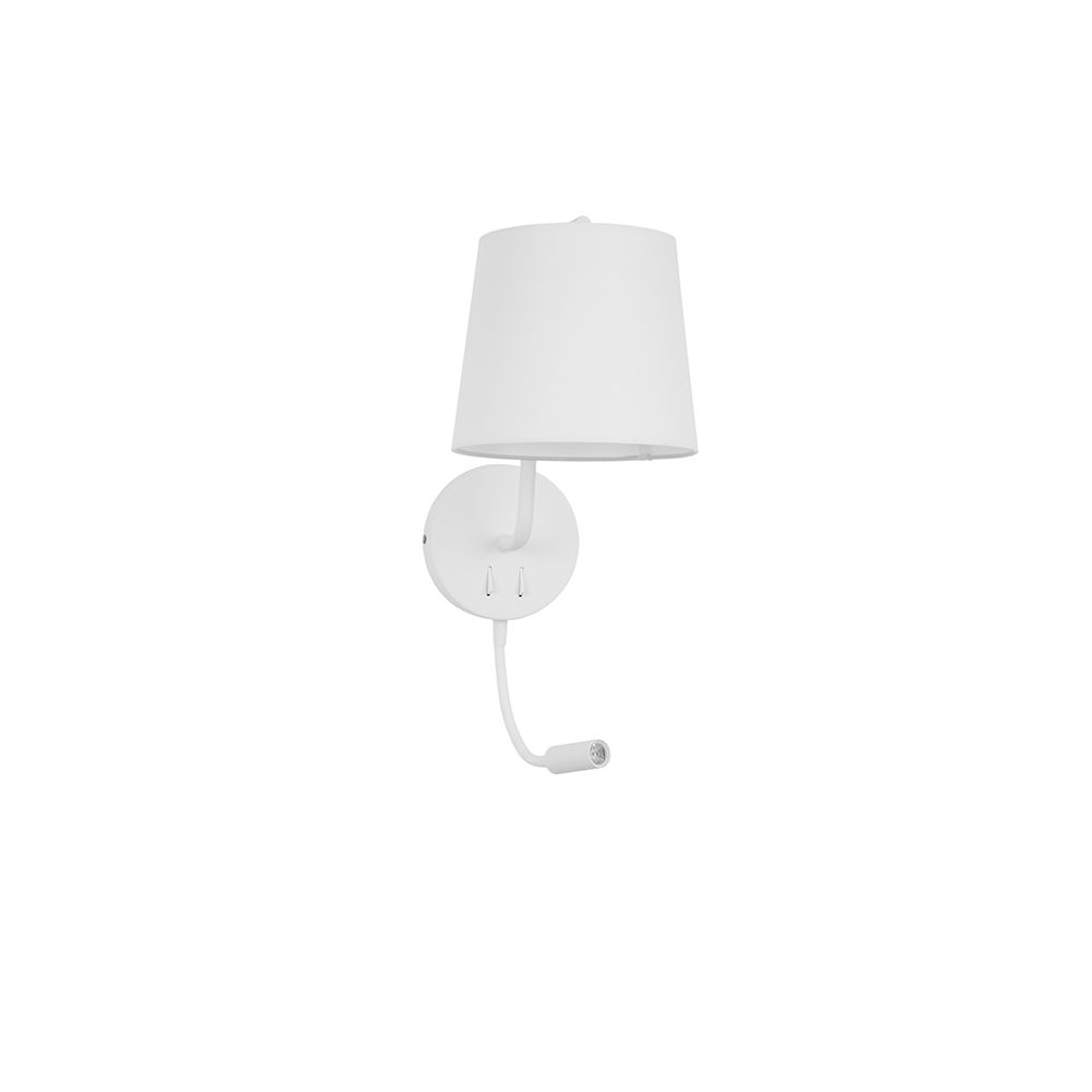 Sage Bett- & Wandlampe mit LED-Leselicht in elegantem Weiß und modernem Design.