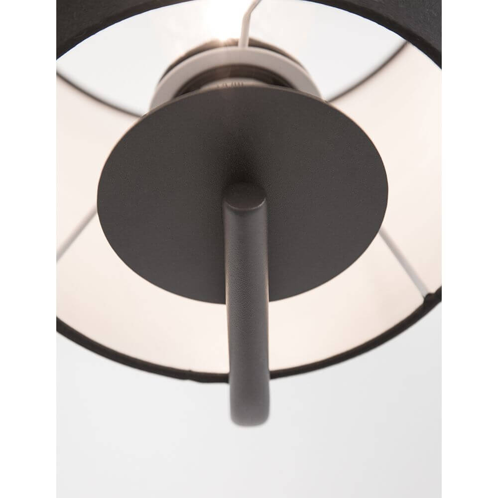 Sage Bett- & Wandlampe mit LED-Leselicht schwarzer Stoffschirm und verstellbarer Lesearm, Detailansicht von unten