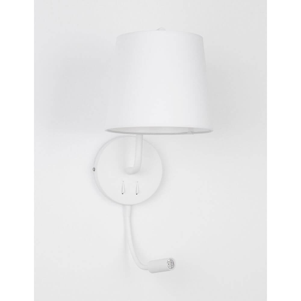 Sage Bett- & Wandlampe mit LED-Leselicht in schwarzem Design mit Stoffschirm und schwenkbarem Lesearm