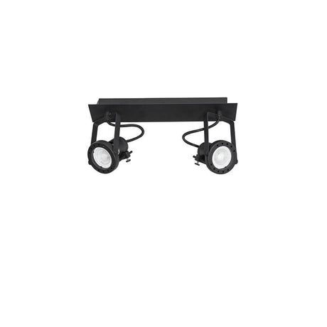 Salva metal ceiling spotlight, 2-light, black, with two adjustable spotlights for effective illumination.