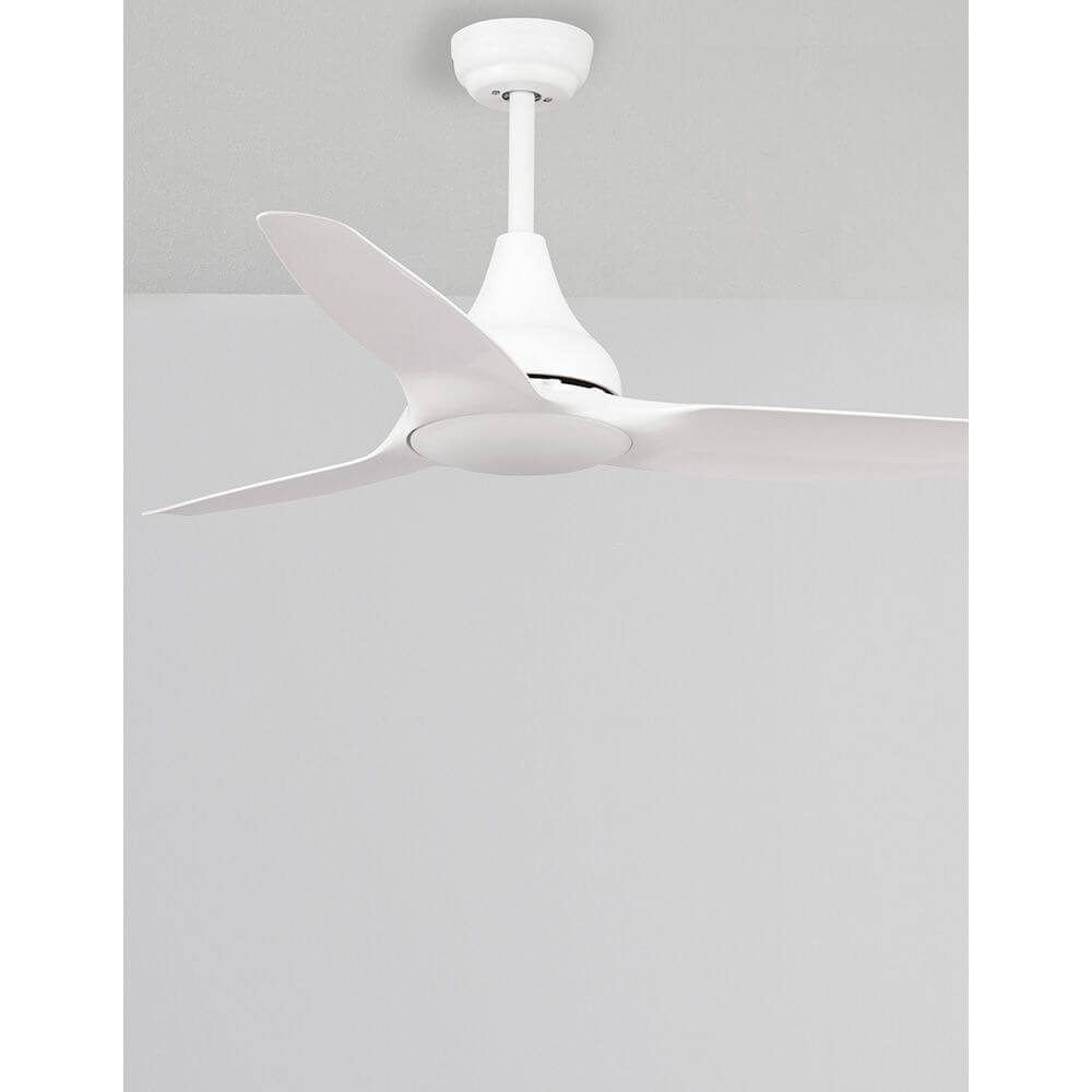 Samoa LED Ventilator Metall in modernem Design, schlichte weiße Deckenleuchte für angenehme Luftzirkulation.