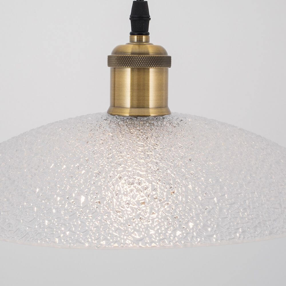 Sangro Glas Hängelampe Weiß, Gold mit elegantem, strukturiertem Glas und goldfarbenem Lampenhalter.