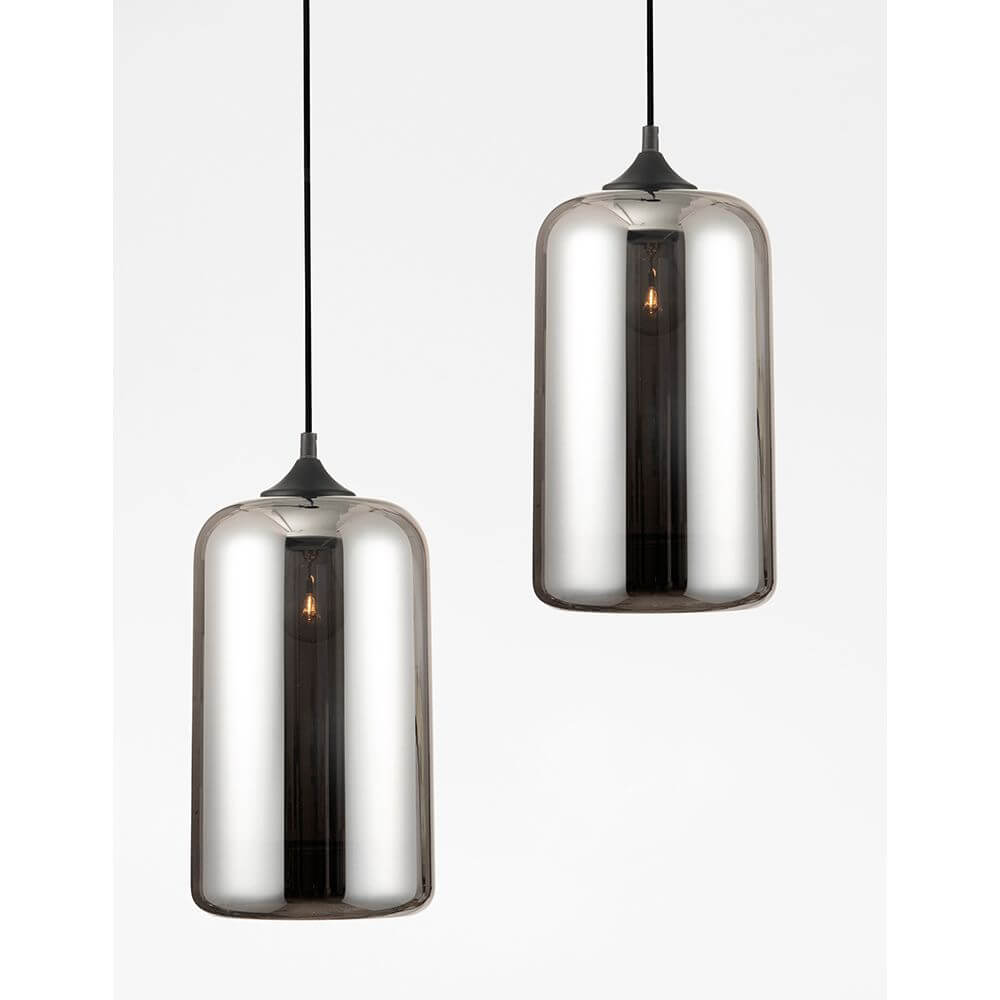 Savaz Glas Hängelampe Chrom, Rauchfarben