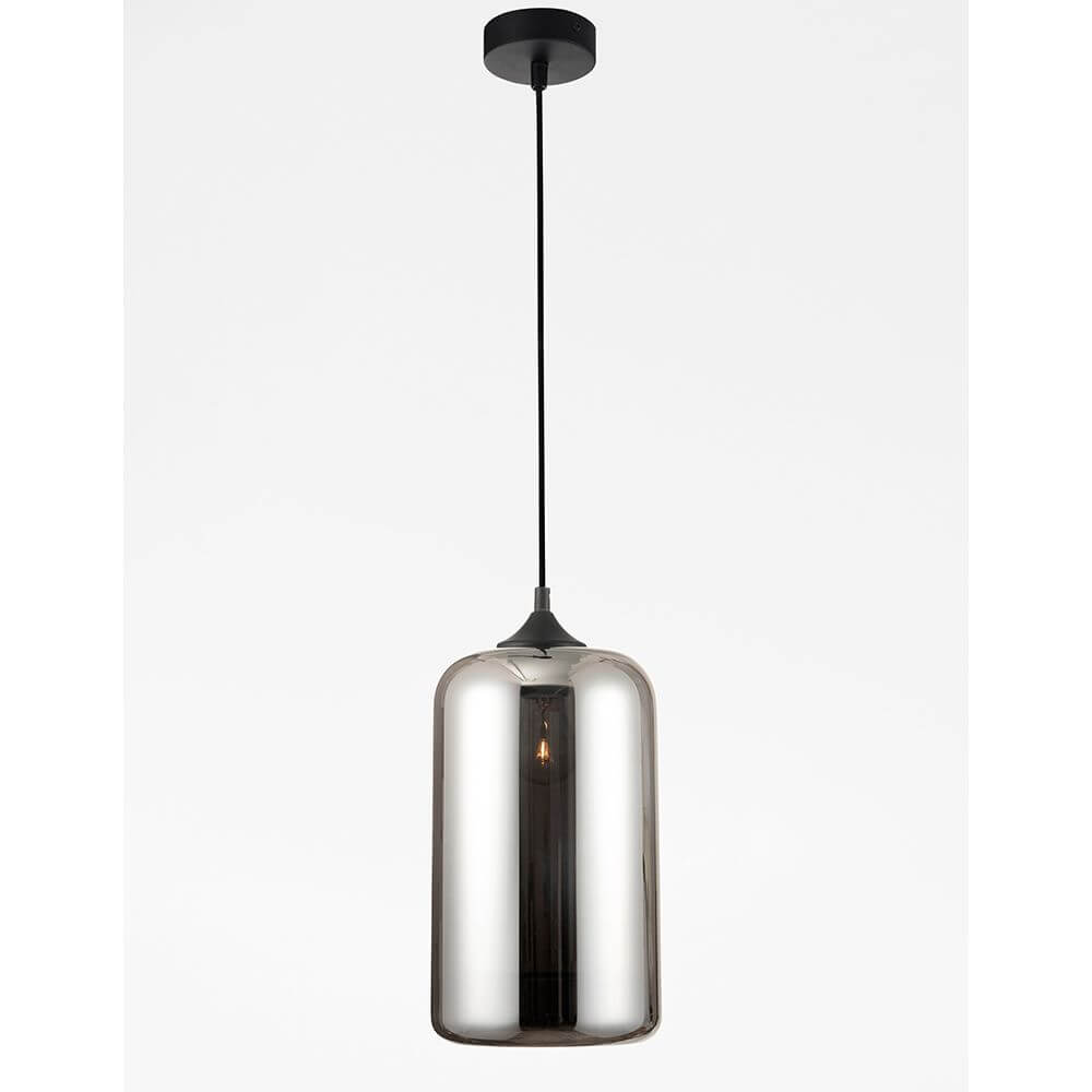 Savaz Glas Hängelampe Chrom, Rauchfarben