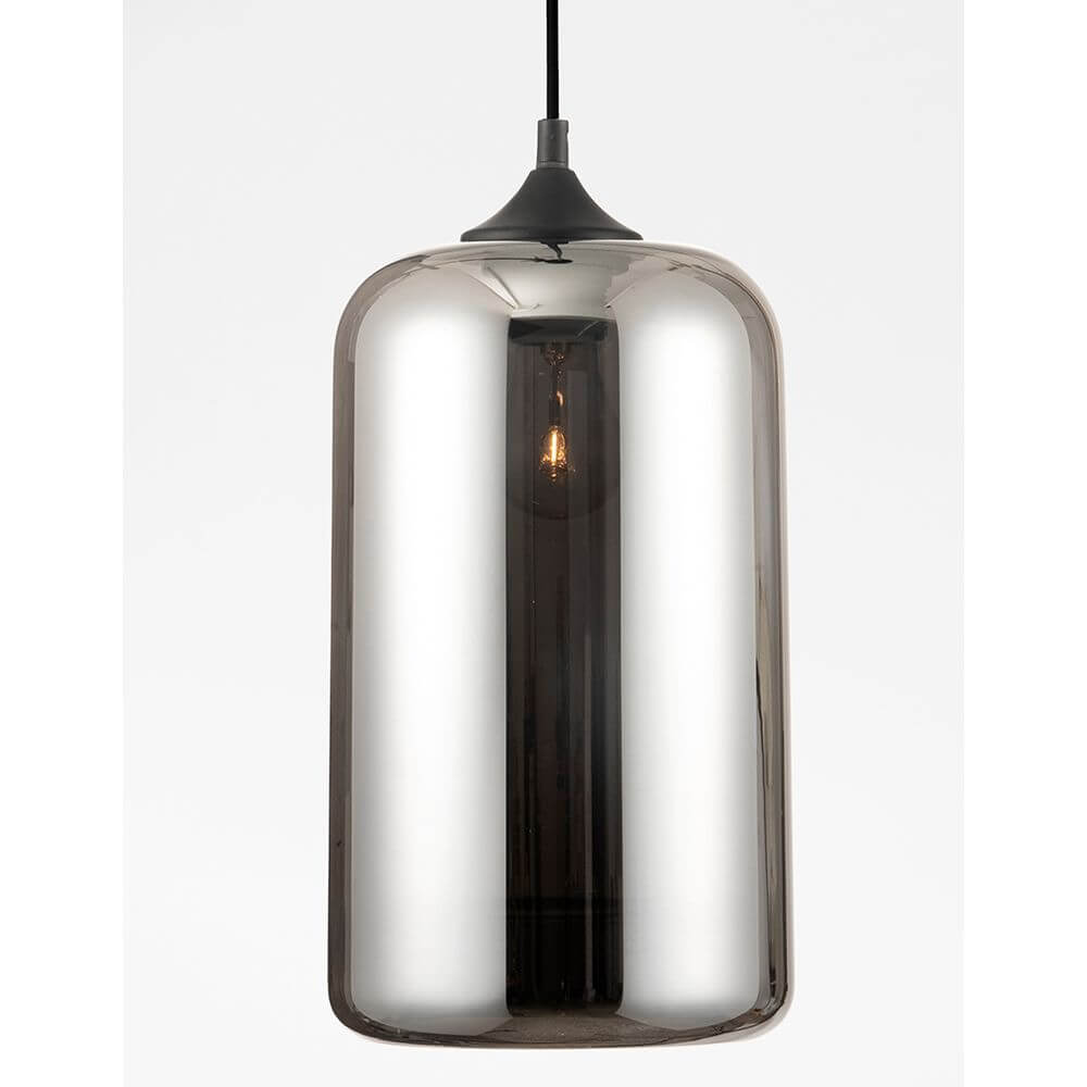 Savaz Glas Hängelampe Chrom, Rauchfarben