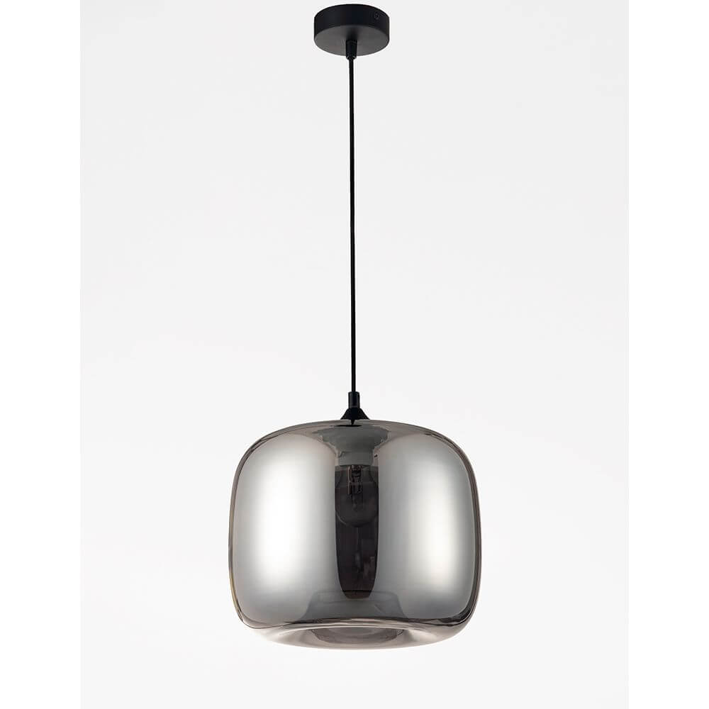 Savaz Hängeleuchte Glas Ø 28cm in modernem Design mit schwarzem Kabel und dekorativem Glaspendel.