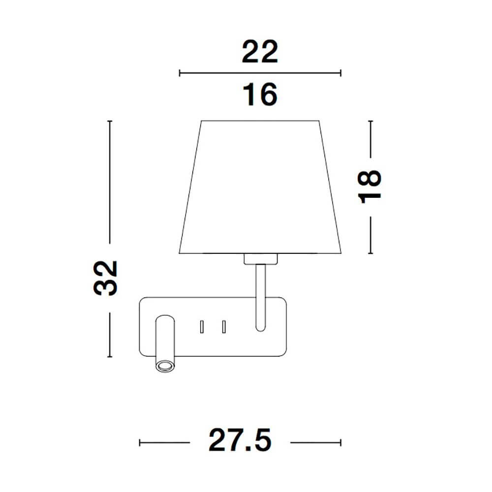 Savona Wandlampe mit LED Lesearm technische Zeichnung mit Maßangaben