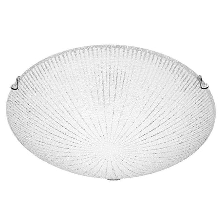 Nova Luce Shell Deckenleuchte 3-flammig Weiß, Klar mit strukturiertem Glas und Chromdetails.