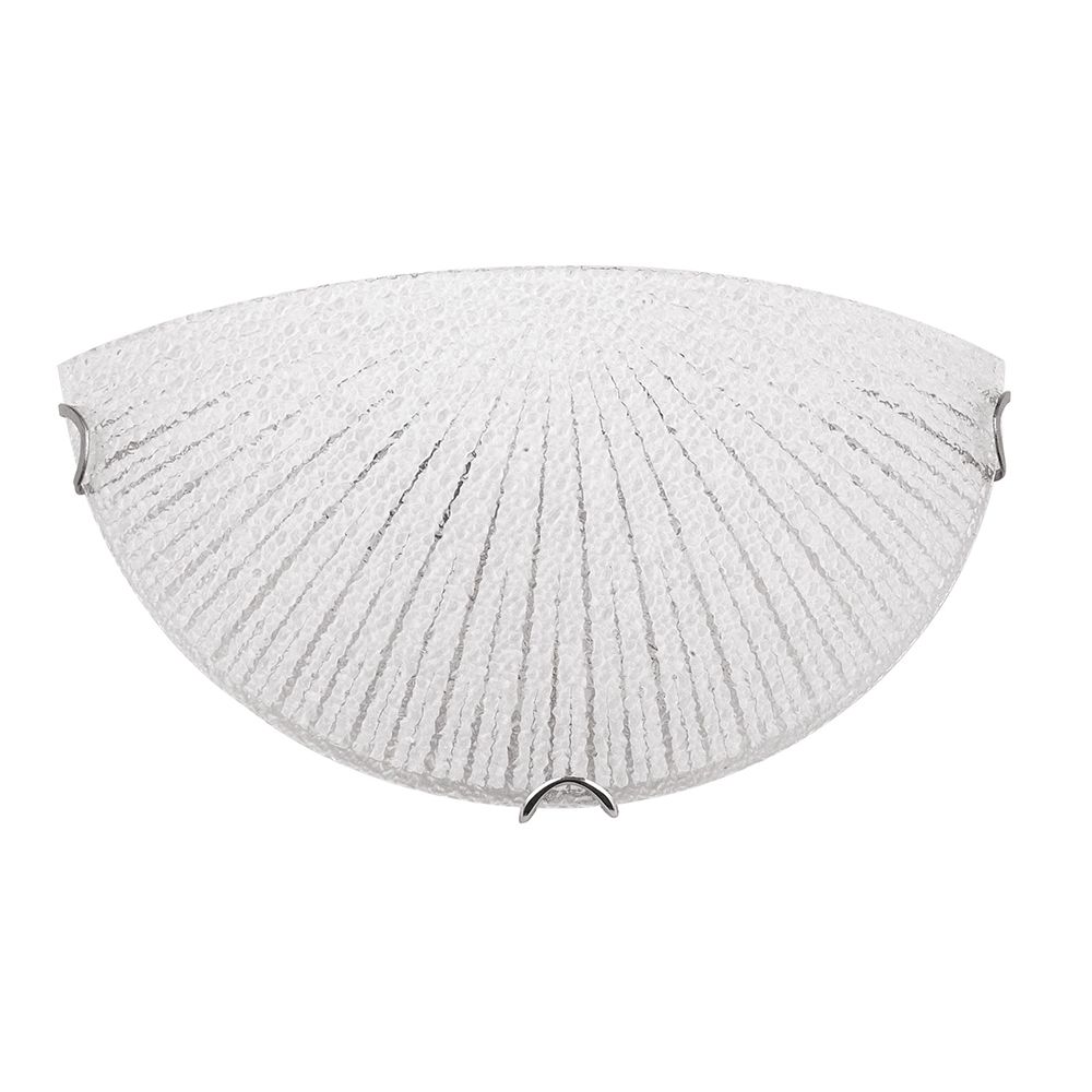 Shell Glas Wandlampe in Weiß mit chromfarbenen Halterungen, elegantes Design für moderne Innenräume.