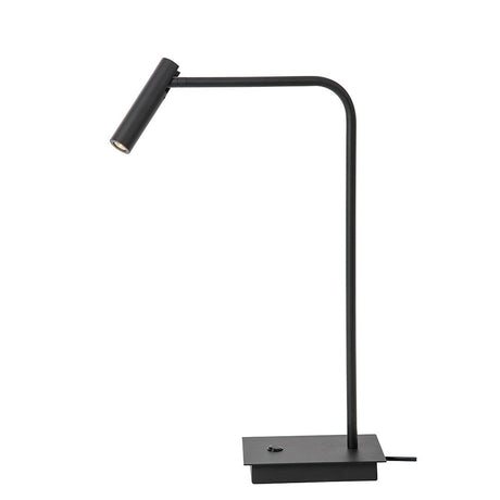 Moderne Sicilian Tischlampe in Schwarz, aus Aluminium mit verstellbarem Strahler und warmweißem LED-Licht.