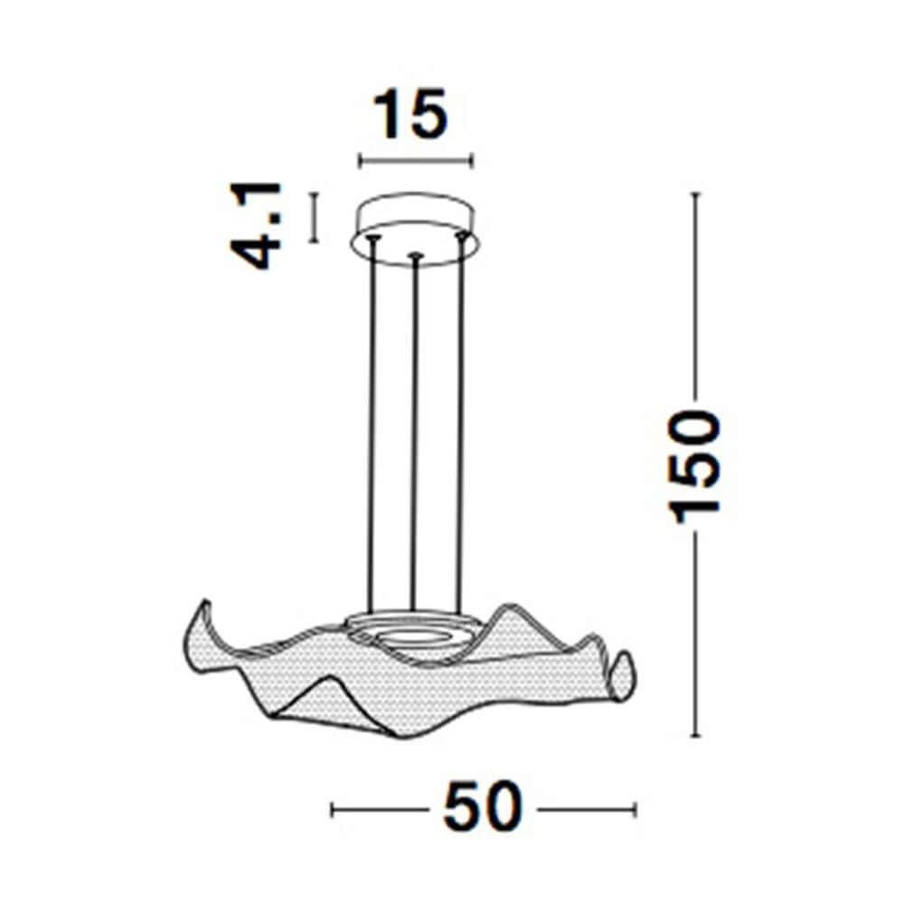 Siderno LED Hängeleuchte Metall Klar - technische Zeichnung mit Abmessungen für perfekte Anpassung.