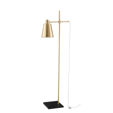 Signore Stehleuchte Gold Marmor-Sockel mit goldener Leuchte und schwarzem Sockel.