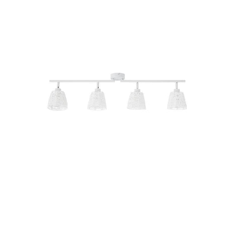 Projecteur de plafond Sion à 4 lumières en tissu blanc avec quatre luminaires mobiles au design moderne.