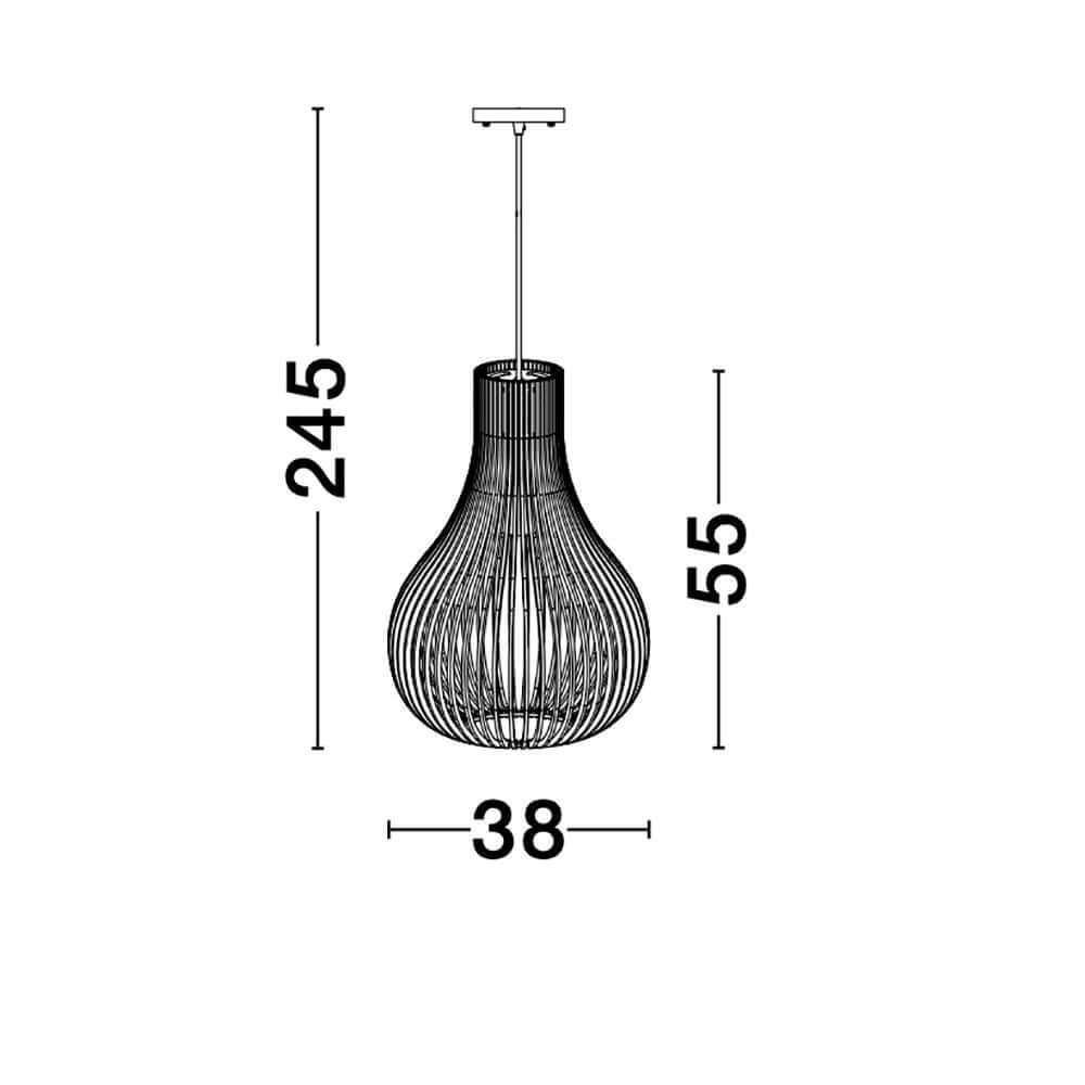 Soho Hängelampe Naturholz Ø 38cm mit Maße 245mm Höhe und 38mm Durchmesser