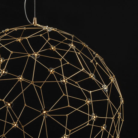 Nova Luce Sole LED-Drahtkugel Hängelampe Goldfarben, moderne goldene Deckenleuchte mit LED-Lichtnetz