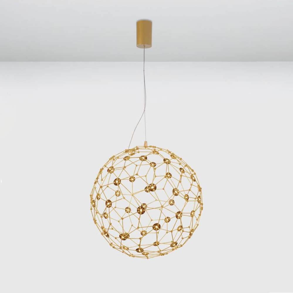Nova Luce Sole LED-Drahtkugel Hängelampe Goldfarben mit elegantem Design und LED-Beleuchtung.