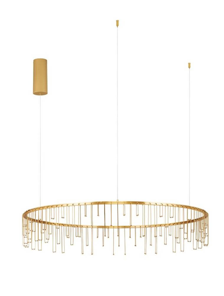 Stellar LED Hängeleuchte Ø 65cm mit goldenen Details und modernen Pendelleuchten.
