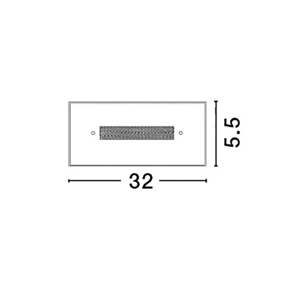 Technische Zeichnung der Thelta Wandlampe Glas Chrom mit Abmessungen von 32 x 5.5 cm.
