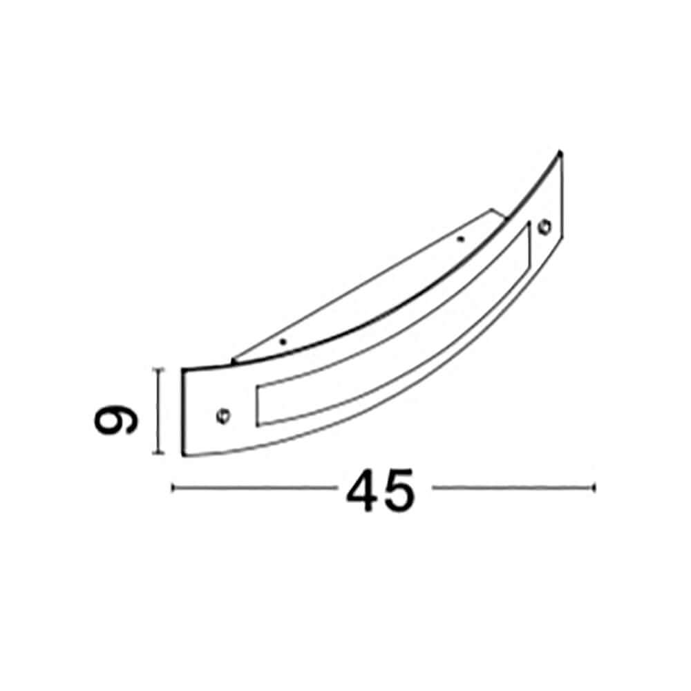 Technische Zeichnung der Thelta Wandlampe Kristall, Glas mit Abmessungen und Designinformationen.