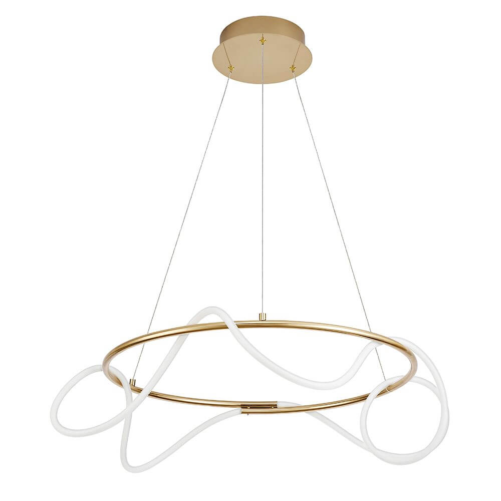 Tiriac LED Hängeleuchte Metall Ø 70cm in eleganter Gold-Optik mit modernen Formen und hochwertigem Acryl.