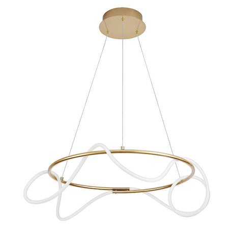 Tiriac LED Metal hængelampe Ø 70cm i elegant guldlook med moderne former og akryl af høj kvalitet.