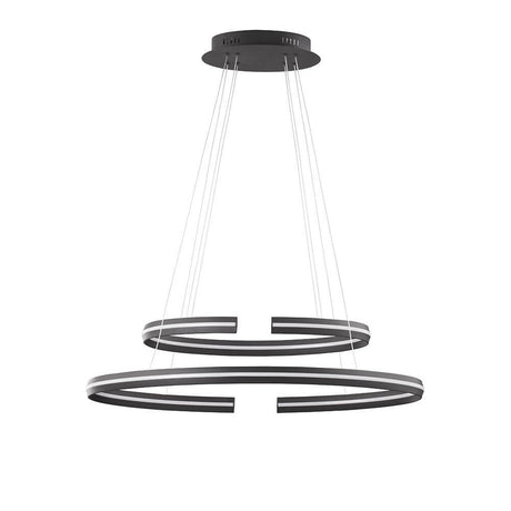 Torrente LED pendant light 2-ring metal, acrylic in modern design with dimmable warm white light