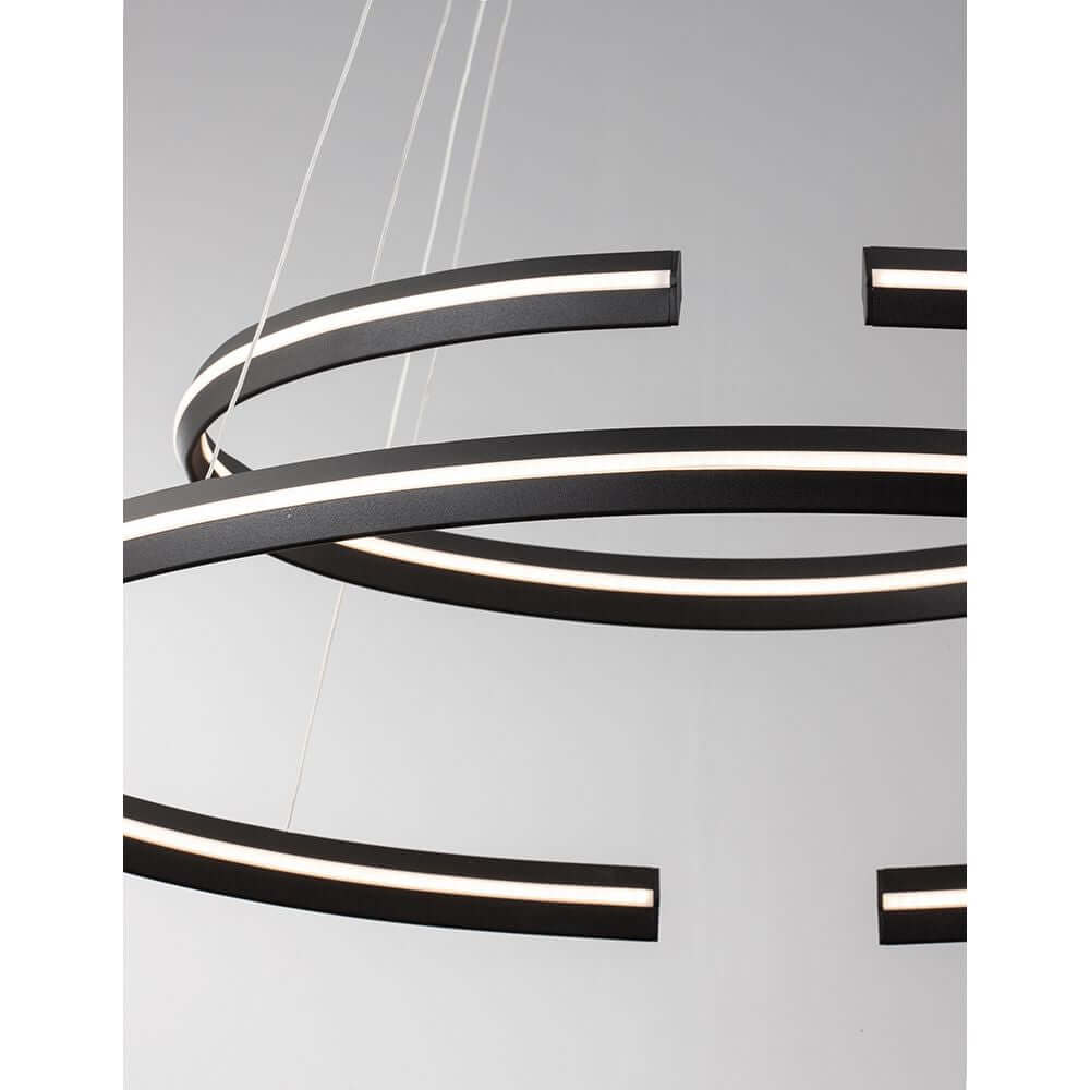 Torrente LED Hängeleuchte 2-Ringe Metall, Acryl in modernem Design mit integrierter Beleuchtung.