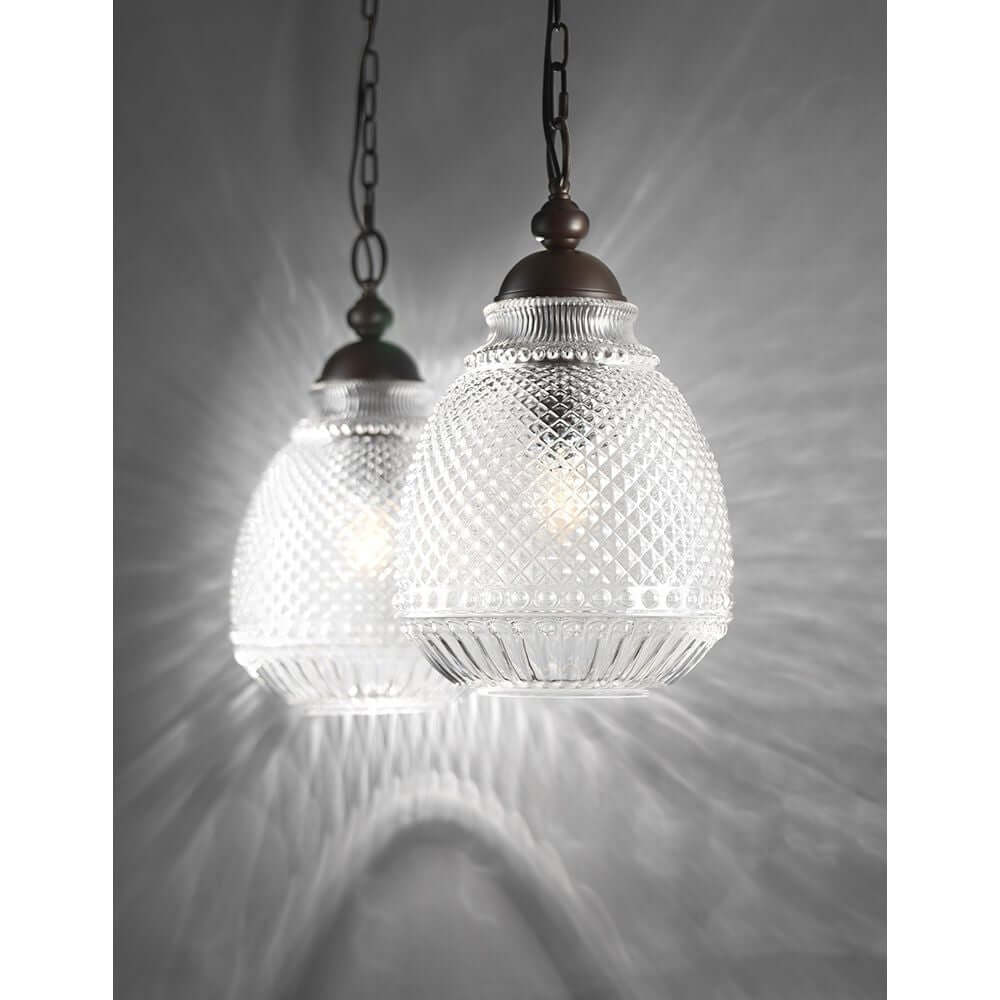 Toulon Glas-Pendellampe Metall, elegante Hängeleuchten aus Glas mit filigranem Design.