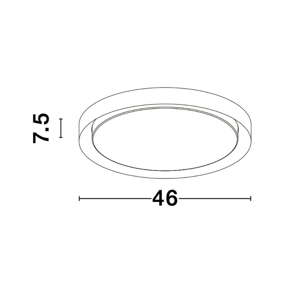 Alt Tag: Troy LED Deckenlampe Rund, Metall – runde, flache Deckenleuchte aus Metall/Aluminium 46 cm Durchmesser, 7.5 cm hoch, integrierte 50W LED, warmweiß, dimmbar