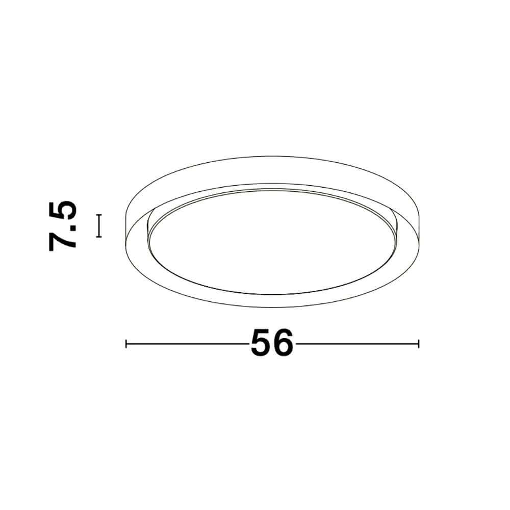 Alt Tag: Troy LED Deckenlampe Rund, Metall – flache runde Deckenleuchte 56 cm Ø, 7,5 cm hoch, integrierte 50W LED, warmweiß, dimmbar, weißer Acrylschirm