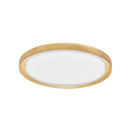 Troy LED plafonnier rond, métal – plafonnier rond couleur or en métal avec abat-jour en acrylique blanc, 50W dimmable, blanc chaud 3000K