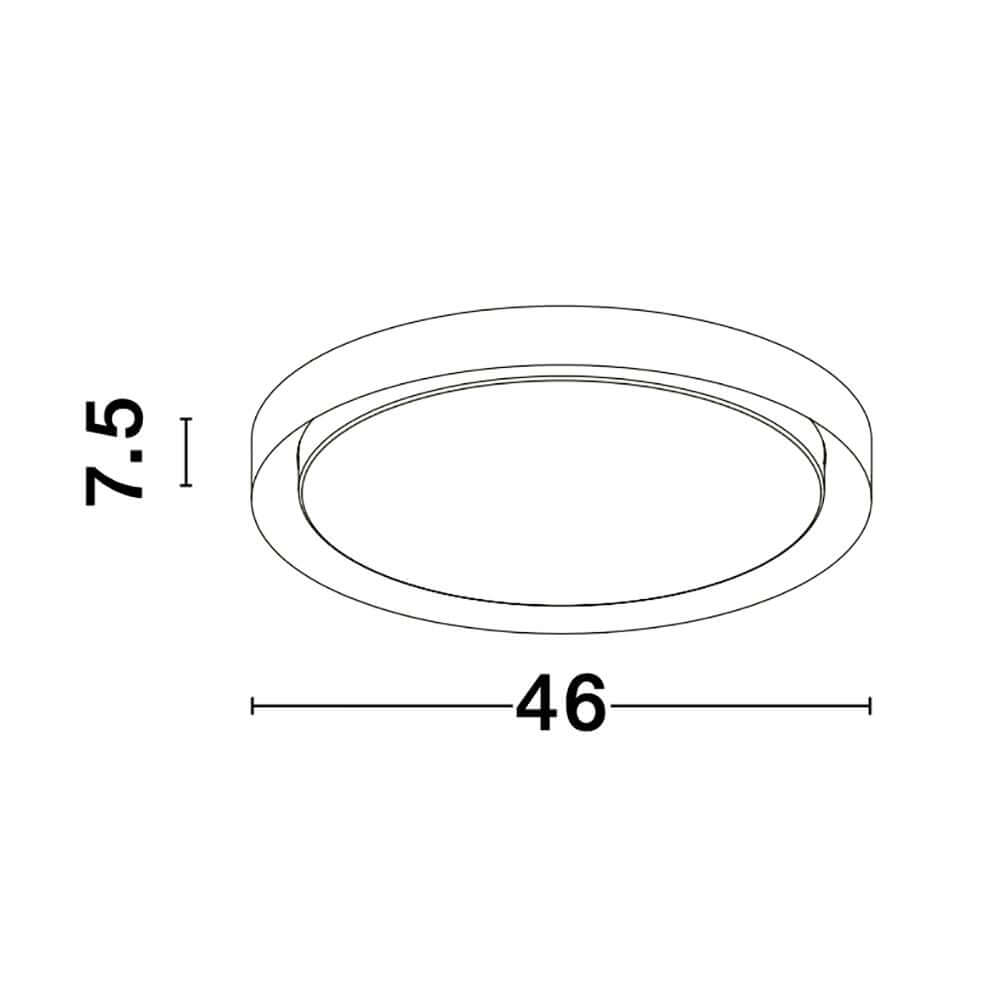 Troy LED Deckenlampe Rund, Metall – runde LED-Deckenleuchte 46 cm Durchmesser, 7,5 cm Höhe, weißer Acrylschirm, dimmbar, 50W 3000K