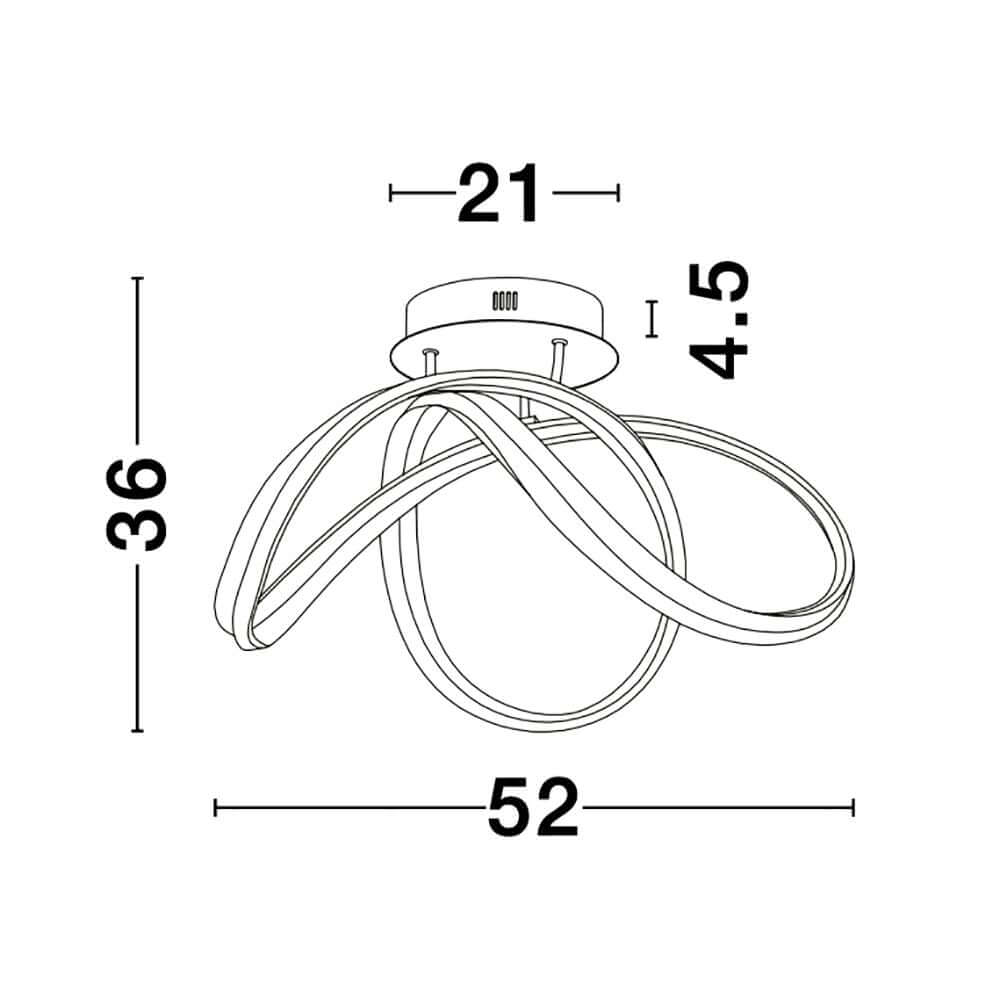Truno LED Deckenlampe Metall Acryl technische Zeichnung mit Abmessungen