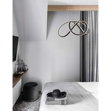 Truno LED Hængelampe Ø 52cm Buet i det moderne soveværelse med stilrent design.