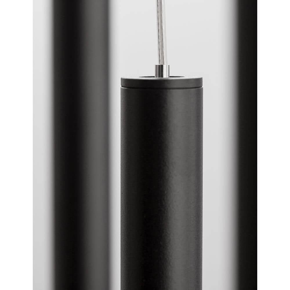 Detailaufnahme der Ultrathin LED Hängeleuchte 7-flammig in Schwarz, moderne und elegante Beleuchtungslösung.