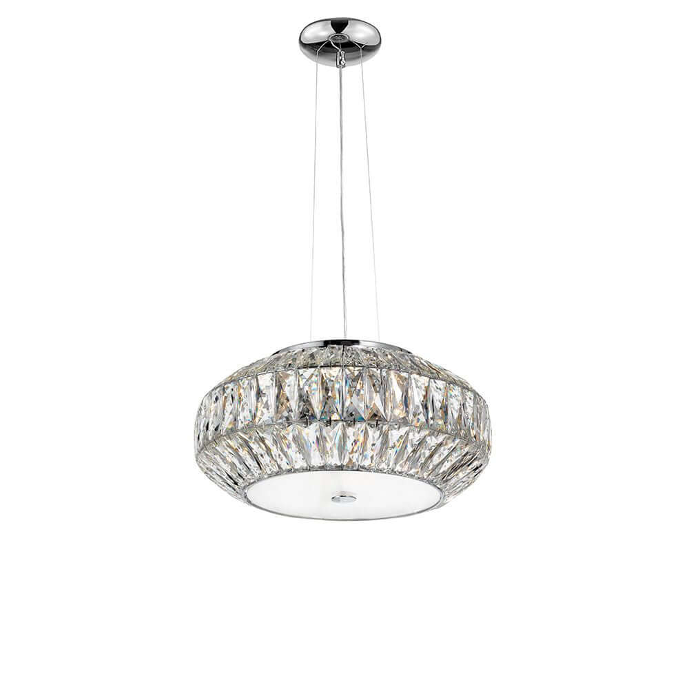 Valence Hängelampe Chrom, Kristall elegante Pendelleuchte aus Aluminium mit Kristallakzenten.