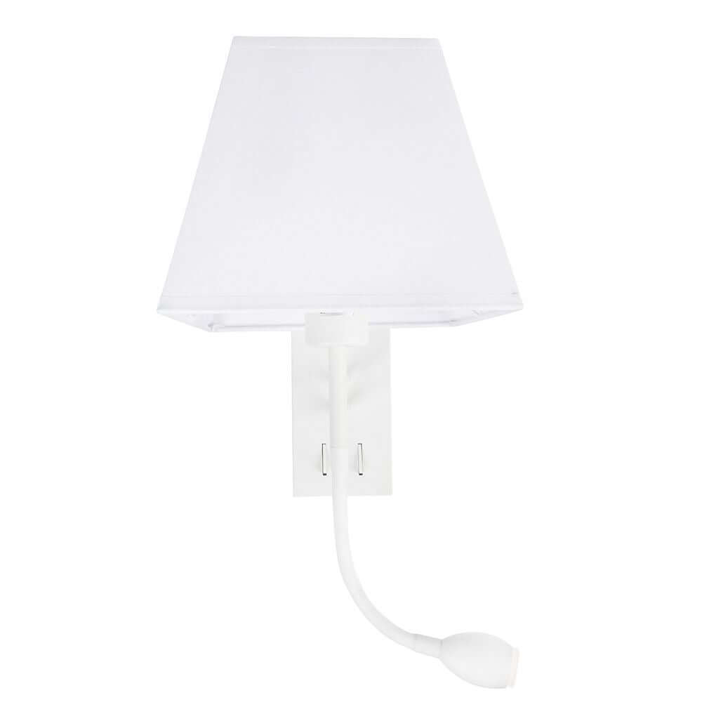 Valencia Wandlampe mit LED Leselampe in Weiß mit Stoffschirm und verstellbarem Strahler