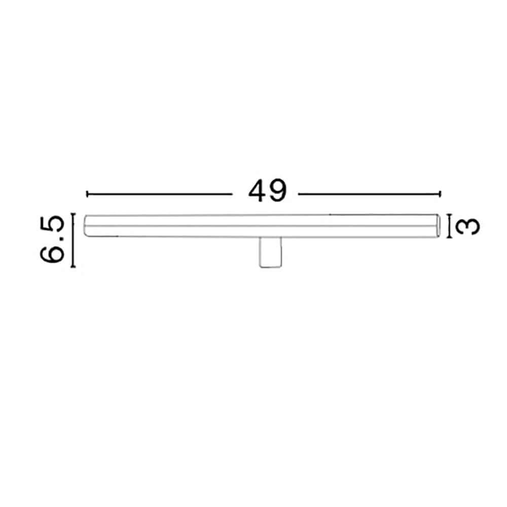 Maßzeichnung der Vanese Metall LED Badleuchte mit Abmessungen 49 cm x 6,5 cm x 3 cm.