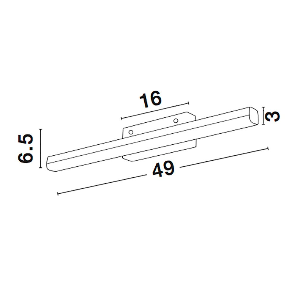 Maßzeichnung der Vanese LED Badezimmer Wandlampe IP44 Chrom mit Abmessungen.