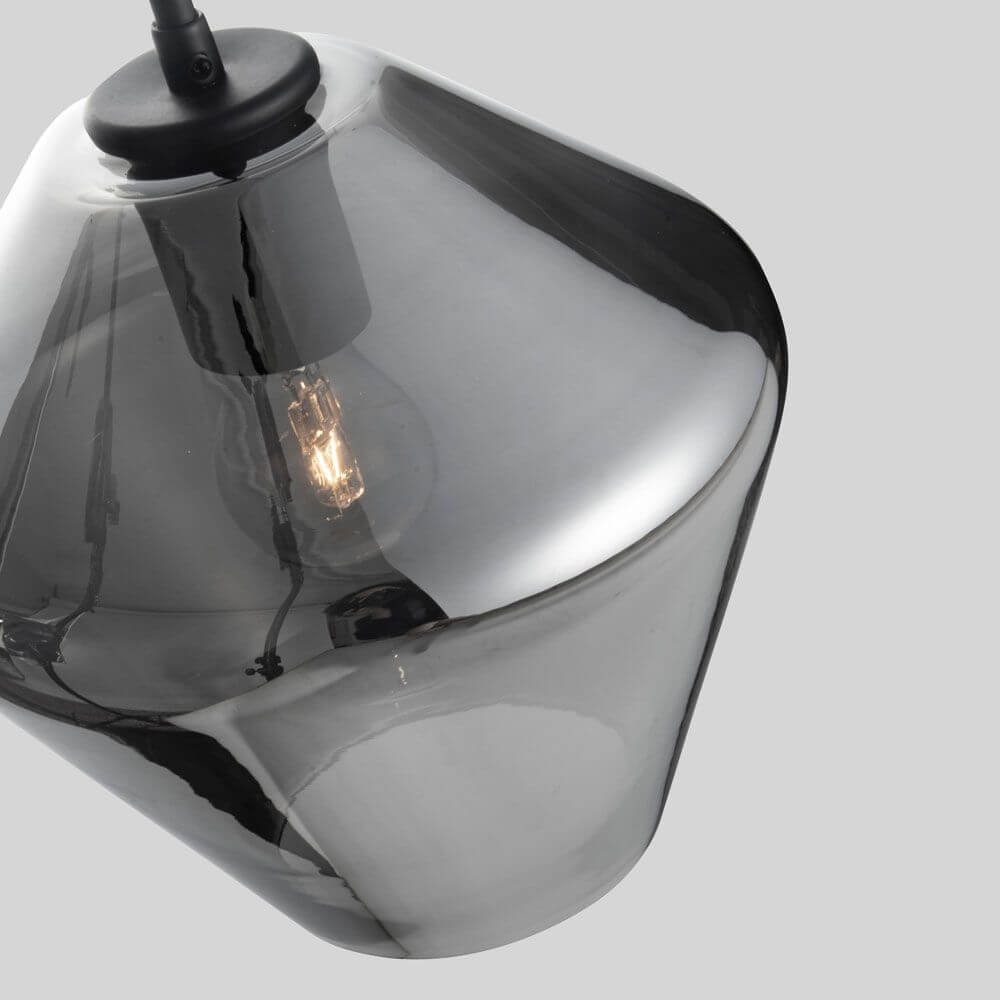 Veiro Hängeleuchte mundgeblasenes Rauchglas